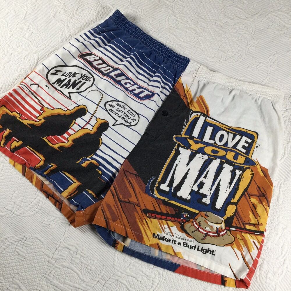 Vintage Bud Light Beer I Love You Man 1996 Large Cotton Boxers AME Pop Art